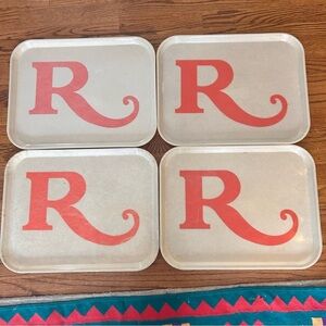 Vintage Cambro Camtray Fiberglass‎ MCM Trays Set of 4 Red Initial Trays